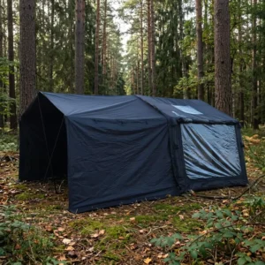 8㎡ Camping Tent Thick Black Coated Grid Fabric Tear Resistant Full Blackout Heavy UV Protection With Extra Rain Fly
