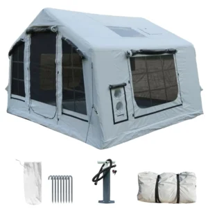 8㎡ Luxury Inflatable Camping Tent for 3 8 People UV Resistant 4 Season Tent with Chimney Port & Skylight 420D Oxford Fabric