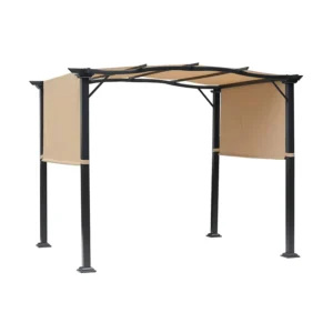 8′ X 10′ Pergola Canopy Steel Frame Polyester Fabric Gazebo with Retractable Canopy Shade Awning