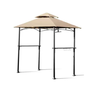 8′ X 5′ 2-Tier Canopy Top Grill Gazebo Outdoor Patio Barbecue Gazebo Shelter with Sturdy Steel Frame