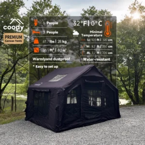 8.0 Air Tent Black Four Season Portable Family Camping Outdoor Inflatable Air Tent