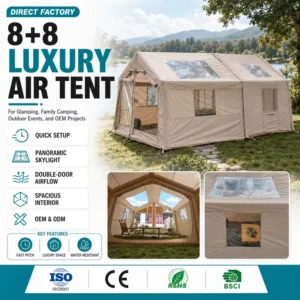 8+8 Luxury Inflatable Four-Season Courtyard TPU Large Skylight Flame Retardant Chimney Hole Oxford Cloth