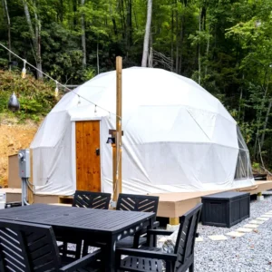 8M Diameter Geodesic Dome House PVC Hotel Tent Glamping Tent with Bathroom and Furniture