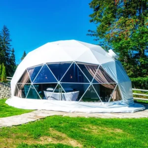 8M Four-Season Modern Outdoor Resort Hotel Glamping Geodesic Igloo Dome Tent with Bathroom, PVC Canvas
