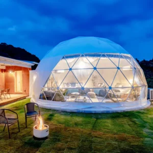 8m Transparent PVC Geodesic Dome Tent Custom Event Oxford Luxury Glamping Igloo House Triple Layer Bathroom for Four Season