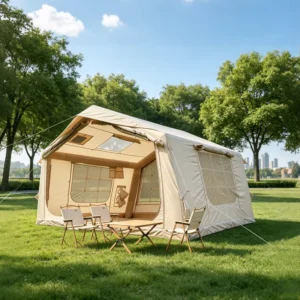 8sqm Inflatable Family Tent 420D Oxford 300x265x210cm Ridge Air Tent with Twin Skylights & Wide Open Doors OEM