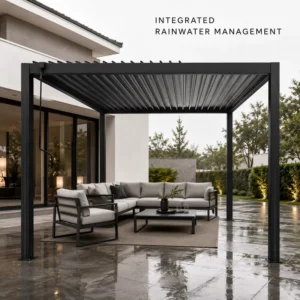 90x90mm Aluminum Post Louvered Pergola 3x3m 3x4m Outdoor Garden Gazebo with Manual Adjustable Roof Waterproof Canopy