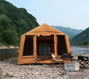 9sqm Waterproof Inflatable Camping Tent 600D Oxford Cotton Canvas Glamping 3x3m Large Space Luxury Family Quick