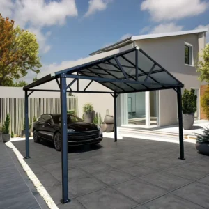 A-Shape Outdoor Aluminum Carport, Powder-Coated Metal Frame, Gazebo Shelter for Backyard Leisure and Pergola