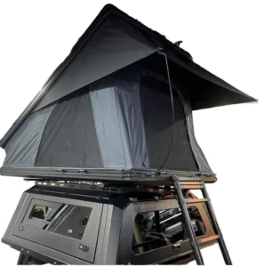 ABS Triangular Aluminum Rooftop Tent for F150 Tacoma, Double-Layer Oxford Cloth, Four-Season, UV50+, Waterproof