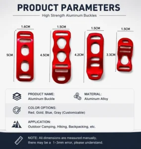 Adjustable Aluminum Slide Buckles for Tent Stopper Hooks, Outdoor Camping Accessories