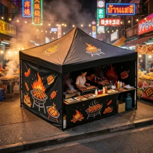 Adjustable Aluminum Waterproof Windproof 10×10 ft (3×3 m) Folding Indoor/Outdoor Trade Show Canopy Tent for Food
