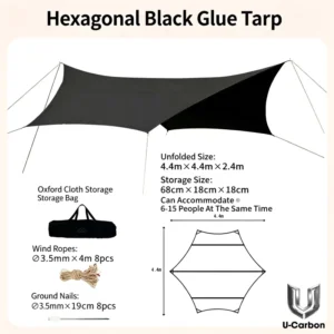 Adjustable Carbon Fiber Tent Pole for Large Camping Shelters and Sunshade Tarps