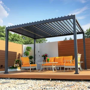 Adjustable Louvered Roof Gazebo for Outdoor Balcony Garden and Courtyard