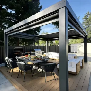 Adjustable Outdoor Patio Pergola Aluminum Louvered Canopy Shelter