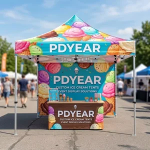 Attractive Colorful Canopy Tent Easy Setup Ice Cream Awning Advertising Gazebo with Optional Sidewalls for Vendor Booth Events