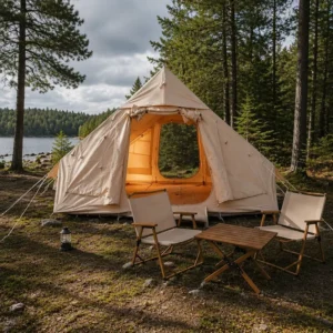 Aesthetic Luxury 6.3sqm Inflatable Tent TC Cotton Premium Glamping Vintage Khaki Outdoor Family Shelter Waterproof