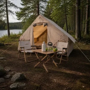 Aesthetic Luxury 6.3sqm Inflatable Tent TC Cotton Premium Glamping Vintage Khaki Outdoor Family Shelter Waterproof