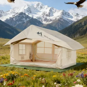 Air Tent 7.5 Oxford Waterproof Portable Four-season PVC Bottom Chimney Window Quick Setup Backpacking Outdoor Camping 2-4 Person