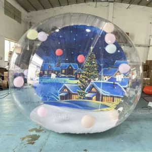 Airtight Human Size Snow Globe Christmas Inflatable Snow Globes Inflatable Bubble Tent With Backdrop