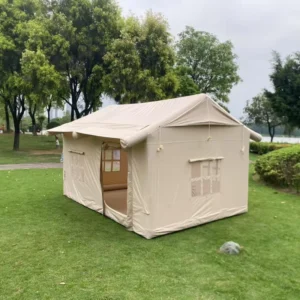 All-Weather Beige One Bedroom Cabin Canopy Tent Combo | Windproof Cotton-Canvas Hybrid Frame | 3000ml Waterproof Mold-Resistant