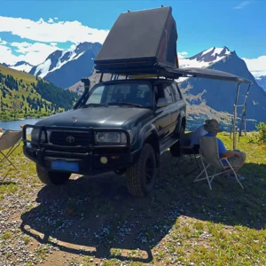 All Weather Oxford Fabric Car Camping Folding Rooftop Tent for SUV Overland Camping Four Season Quick Setup