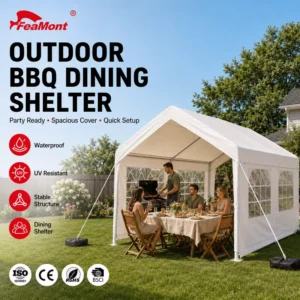 All Weather Party Tent 10x20ft Outdoor Event Canopy Waterproof BBQ Tent Sun Shade Shelter for Backyard BBQ