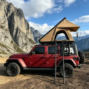 Aluminium Hard Shell Triangle Car Roof Top Tent 2 Person Four-season 2000-3000mm Waterproof Double Layer Camping