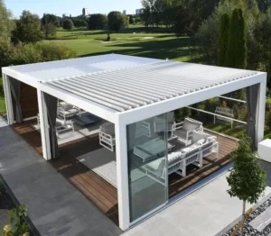 Aluminium Pergola 3x4m Extruded Aluminium Alloy Anti-UV Wind-resistant Canopy for Outdoor Patio Terrace Use