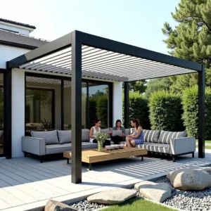 Aluminium Waterproof Outdoor Gazebo for Garden Patio Louvered Roof Hardtop Shelter for Backyard BBQ Wedding Party Balcony