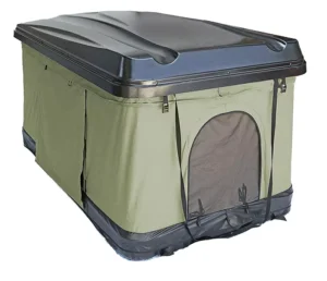 Aluminum 1-2 Person Rooftop Tent with Canvas Hard Shell One Bedroom Four-Season Quick Automatic Opening for Car