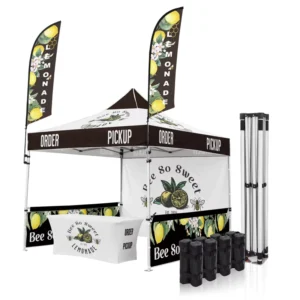 Aluminum 10×10 Market Canopy Tent with Table Cover and Custom Logo Print