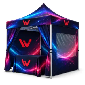 Aluminum 10×20 Commercial Pop-Up Canopy Tent with Sidewalls, Custom Printed for Outdoor Trade Shows