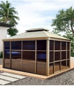 Aluminum Alloy Custom Villa Terrace Polygon Roof Tempered Glass Sunroom System Traditional Outdoor Warehouse Park Heat