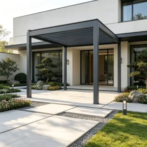 Aluminum Alloy Gazebo Pergola Outdoor Courtyard Sunshade Canopy Villa Garden Sunroom Leisure Louvered Pavilion Waterproof Smart