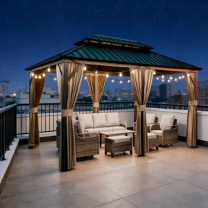 Aluminum Alloy Gazebo Pergola Waterproof Outdoor Patio Canopy Windproof Hardtop Metal Roof 12×20