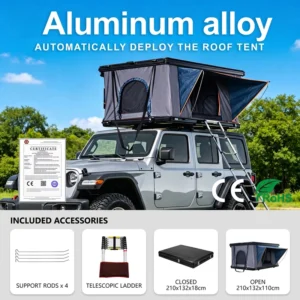 Aluminum Alloy Hard Shell Rooftop Tent with Automatic Opening, Four-Season, Double Layer, Easy Install
