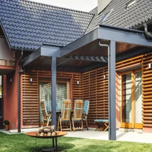 Aluminum Alloy Pavilion Garden Gazebo Backyard Intelligent Electric Custom Flip Louver Bioclimatic UV Protection Remote Control
