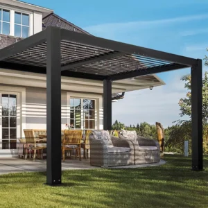 Aluminum Awning Louvered Pergola Roof Waterproof Sun Shade Outdoor Gazebo Garden Terrace Adjustable Canopy