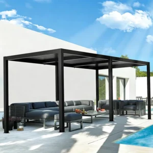 Aluminum Carport Canopy Louvered Pergola Waterproof Sun Shade Adjustable Roof Outdoor Gazebo Vehicle