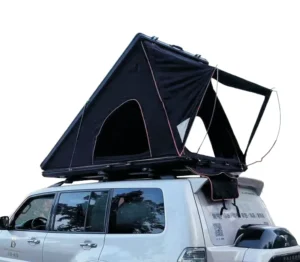 Aluminum Folding Rooftop Tent Outdoor Camping Triangle Tent for 2 Person Widen View Window with Ladder