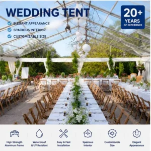 Aluminum Frame Glass Tarpaulin Marquee Wedding Event Party Tent for Outdoor