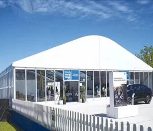 Aluminum Frame Outdoor Tent with Waterproof and Windproof Design, Arc Top, Glass Wall for Exhibitions
