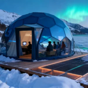 Aluminum Framework Geodesic Glass Dome House Tent With Glass Windows