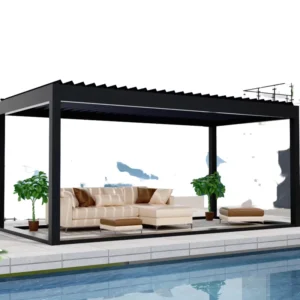 Aluminum Gazebo Pergola, Wind-Resistant Sun Shade Canopy, Custom Size for Cafe, Resort and Outdoor Areas