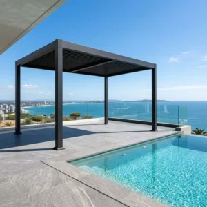 Aluminum Gazebo Rooftop Terrace Pergola Motorized Sunshade Customized Commercial Grade Residential Poolside All-weather