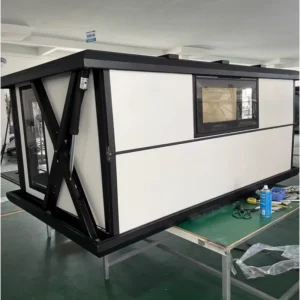 Aluminum Hard Shell Automatic Setup Electric Rooftop Tent With Large Windons Balcony