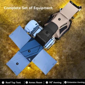 Aluminum Hard Shell Roof Tent 4×4 Overlanding Car Roof Top Tent 420D Oxford Waterproof Camping Tent With 2.3M Ladder