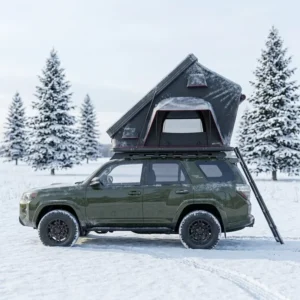 Quick-Setup X-Hinge Clamshell Aluminum Hard Shell Rooftop Tent, Triangle Design, for Car Camping