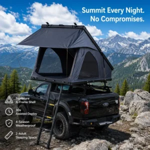 Aluminum Hard Shell Wedge Rooftop Tent 2 Person OEM Factory with Ladder for SUV 4×4 Off Road Camping
